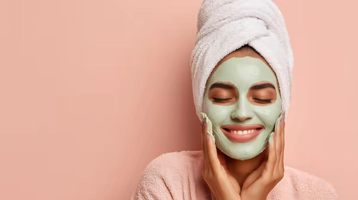Model applying skin care product